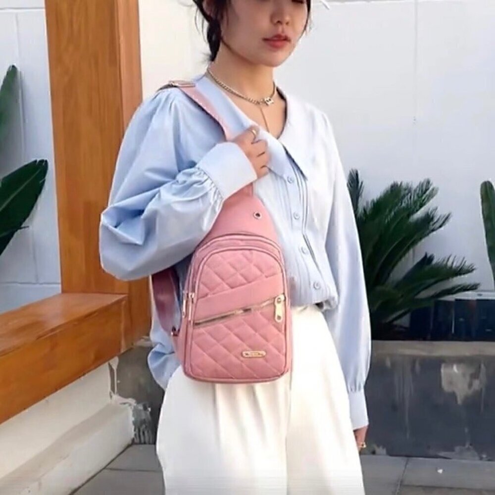 Women's Crossbody Shoulder Bag Sling Bags Chest Fanny Packs Backpack Pink - Picture 2 of 13